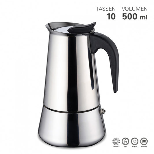 Espressokocher Edelstahl Induktion 10 Tassen