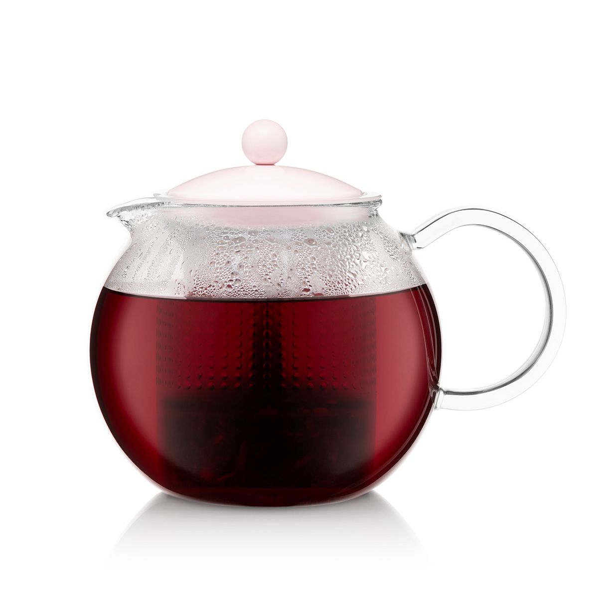 Teebereiter Assam mit Kunststofffilter, 1.0 l Deckel Pink