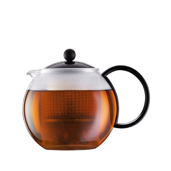 Teebereiter Assam  schwarz mit Kunststoffsieb und Kunststoffdeckel, 1.0 l
