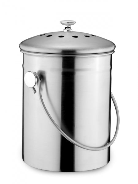 Biomüll-Abfalleimer Edelstahl 3 Liter mit Aktivkohlefilter