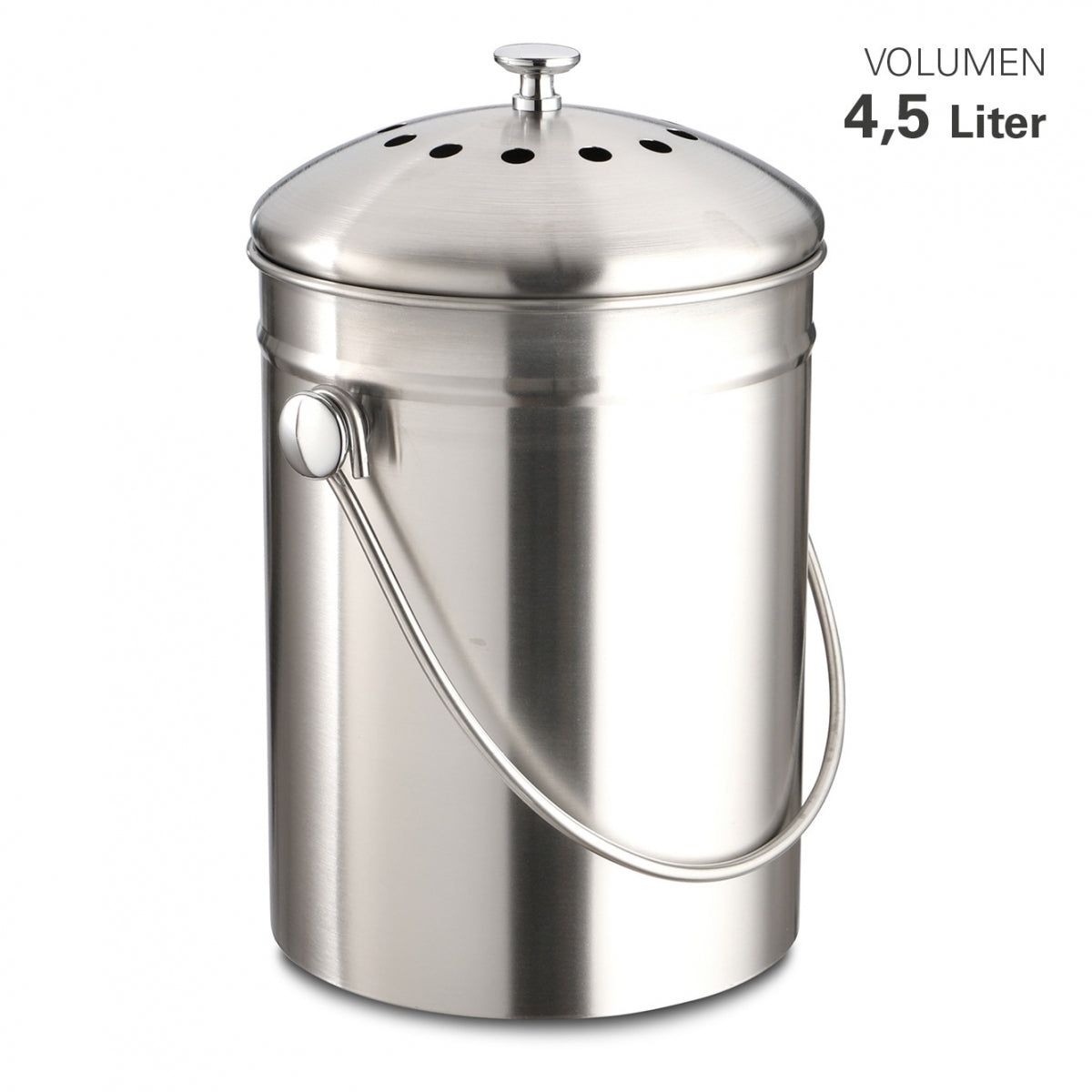 Biomüll-Abfalleimer Edelstahl 4,5 Liter mit Aktivkohlefilter