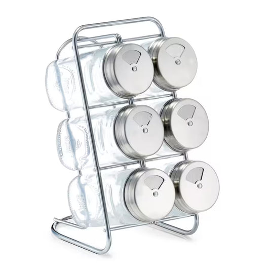 Gewürzständer-Set, 7-tlg., Glas/Edelstahl