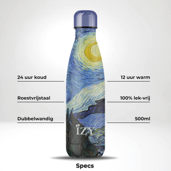 Trinkflasche Edelstahl 24h kalt 12h Sternennacht - Van Gogh 500ML