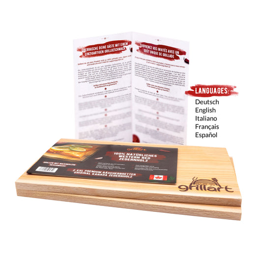 Zedernholzbretter zum Grillen – aus 100% natürlichem Western Red Zedernholz 30 x 14 x 1 cm 2er Set