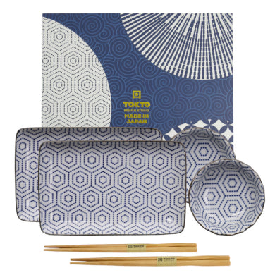 Sushi Set, Kotobuki, mit Chopsticks, Kikko, 4-tlg., 20,5x13,2x2,2cm & 9,3x3,2cm (120ml)