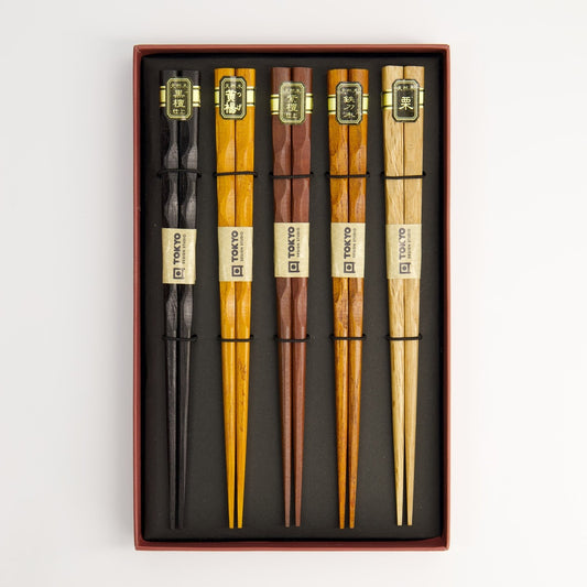 5 Essstäbchen Geschenkset, Wood Koi