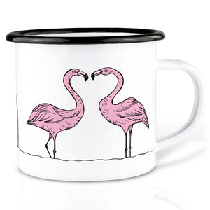 Emailletasse – Flamingoparade