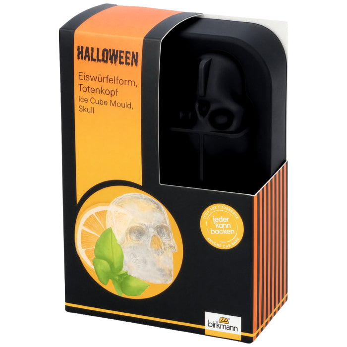 Eiswürfelform Totenkopf | Halloween für 4 Stück, lebensmittelechtes Silikon