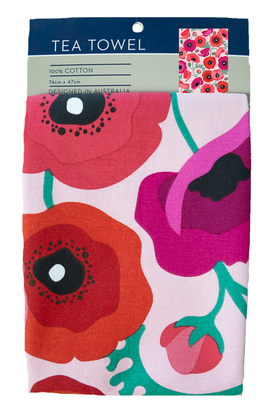 Geschirrtuch - Poppies Baumwolle 74cm x 47cm
