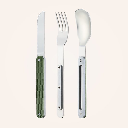 Feststehendes Besteck 12:34, Aluminium khaki