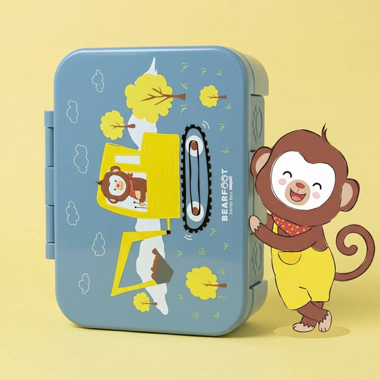 Brotdose mit Fächern, leicht & auslaufsicher - Bagger blau