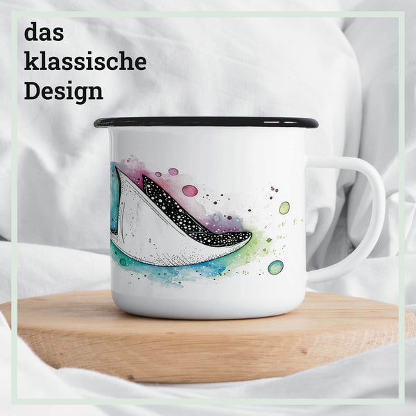 Emailletasse – Space Rochen