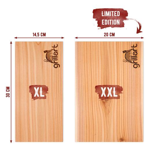 Zedernholzbretter zum Grillen – aus 100% natürlichem Western Red Zedernholz - 2er Set XXL 30 x 20 x 1 cm
