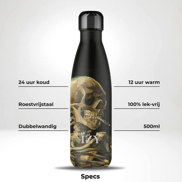 Trinkflasche Edelstahl 24h kalt 12h Totenkopf Van Gogh 500ML