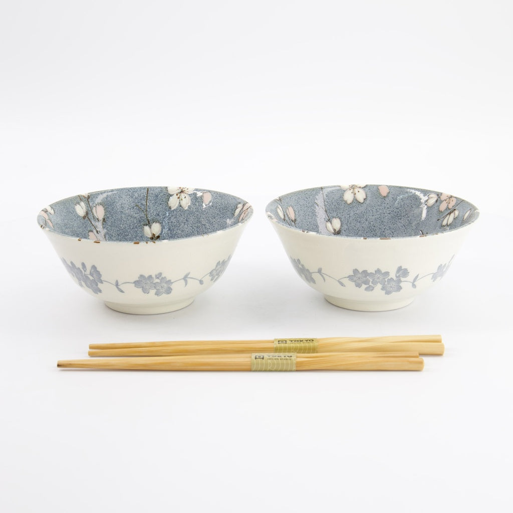 Tayo Schale Geschenkset mit Essstäbchen, Fujisakura, 2-tlg., Grau, Ø 15,5x7cm 500ml