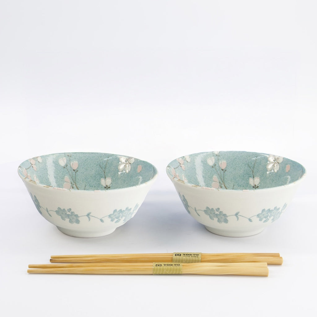 Tayo Schale Geschenkset mit Essstäbchen, Fujisakura, 2-tlg., Grün, Ø 15,5x7cm 500ml