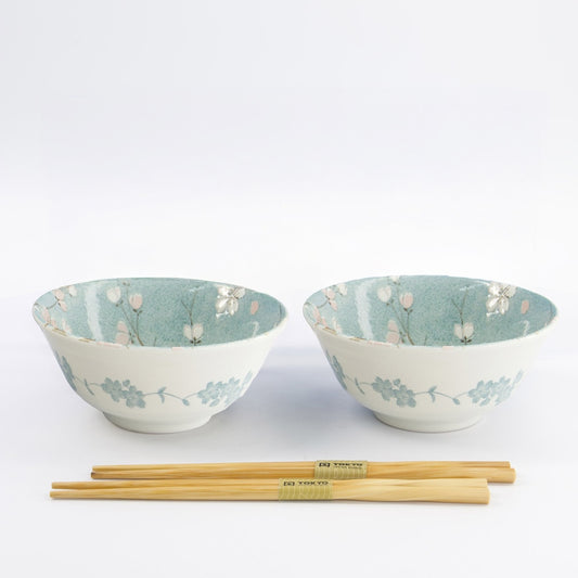 Tayo Schale Geschenkset mit Essstäbchen, Fujisakura, 2-tlg., Grün, Ø 15,5x7cm 500ml