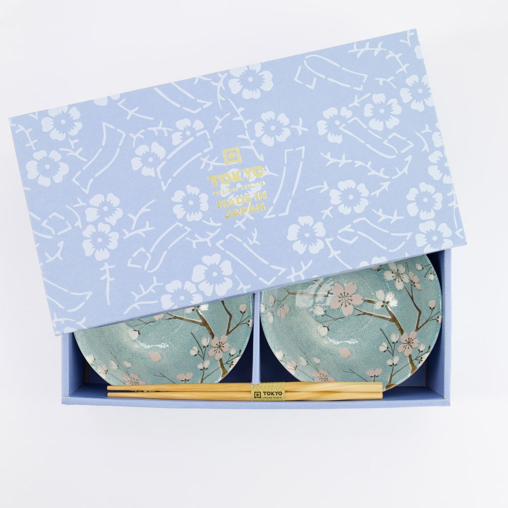Tayo Schale Geschenkset mit Essstäbchen, Fujisakura, 2-tlg., Grün, Ø 15,5x7cm 500ml