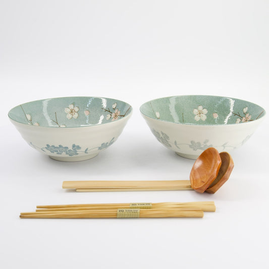 Ramen Schale Geschenkset, 6-tlg., Fujisakura, Grün, Ø 21x7,8cm 1000ml
