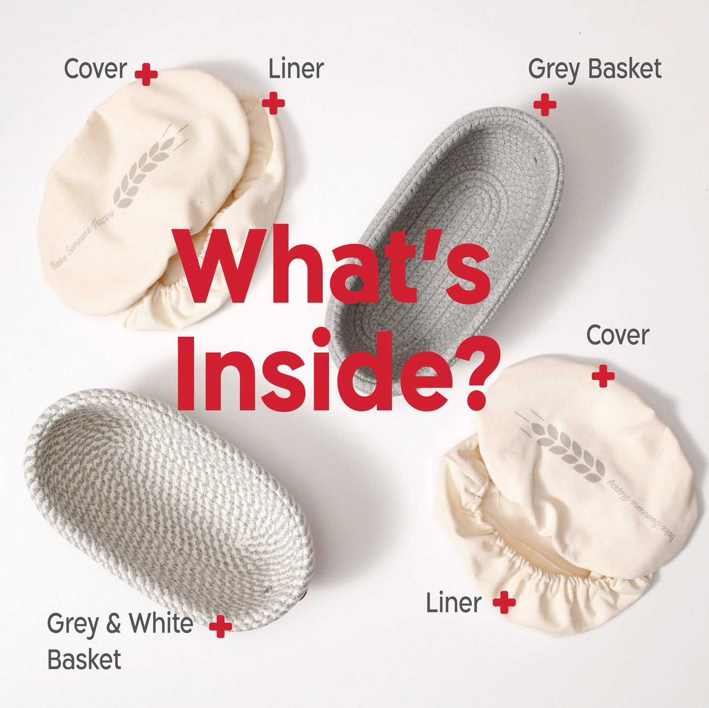 Gärkorb-Set Oval aus Baumwolle