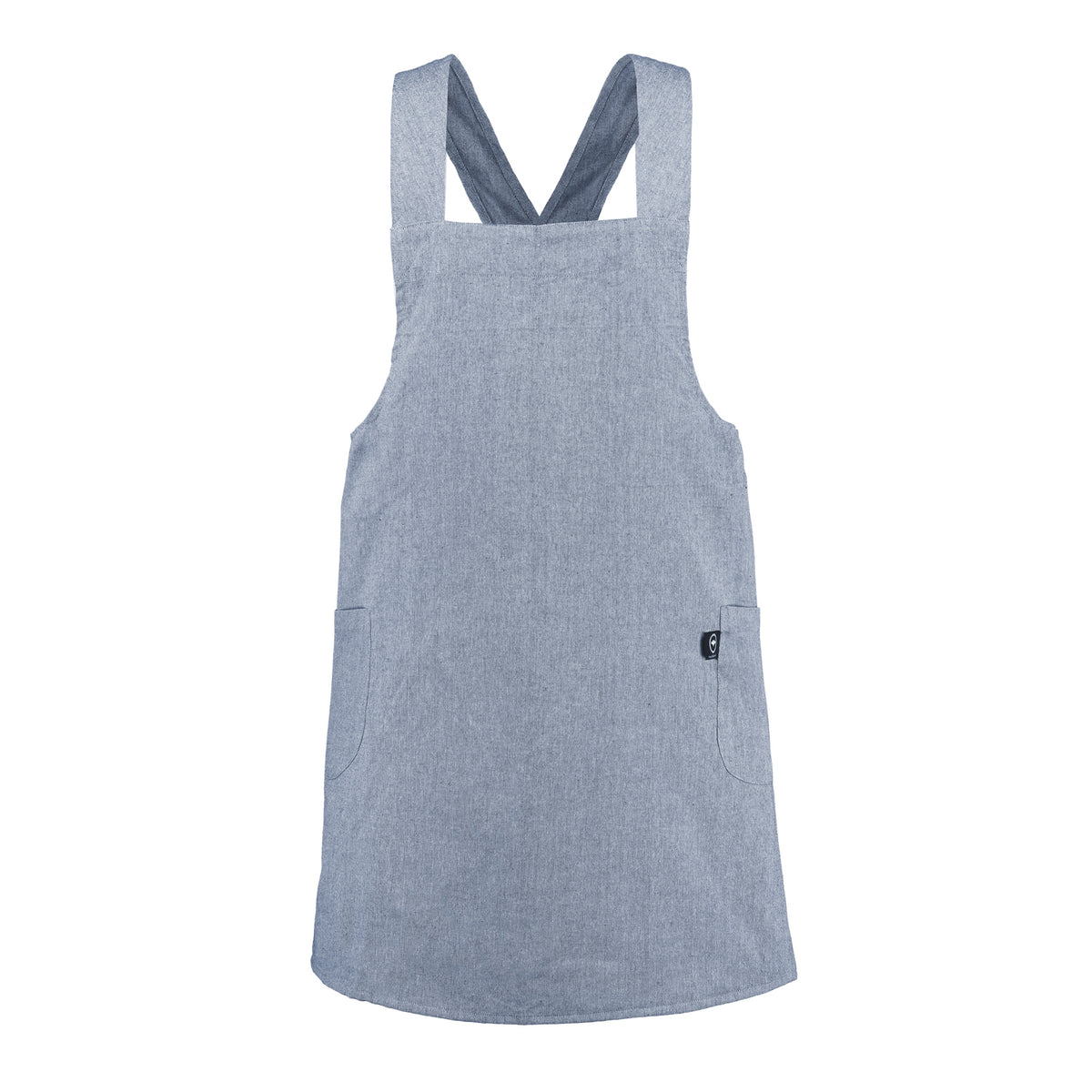 Recycelte Schürze Helen, Graublau/Weiß