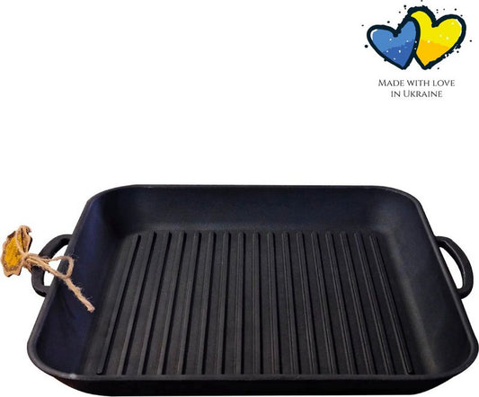 Grillpfanne Gusseisen - 35 x 35 x 4 cm  Schwarz