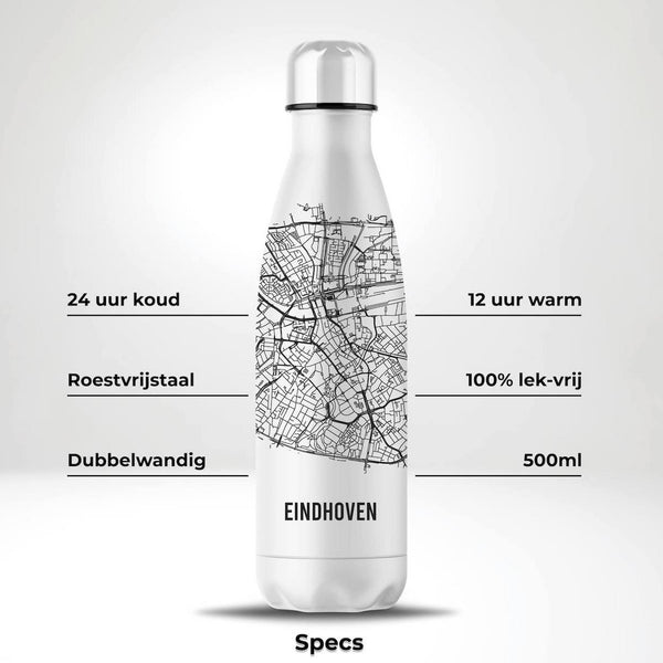 Trinkflasche Edelstahl 24h kalt 12h Eindhoven Plattegrond - 500ML