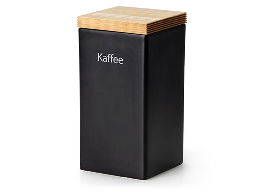 Vorratsdose schwarz mit Holzdeckel 10 x 10 x 20,5 cm, 1200 ml