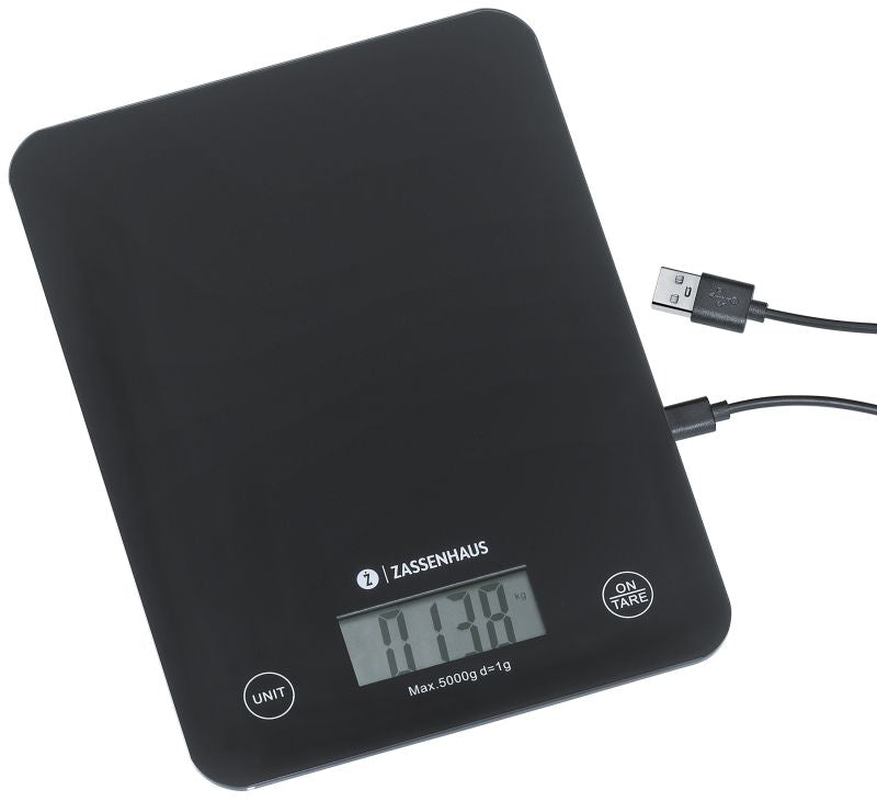 Küchenwaage digital USB schwarz Balance