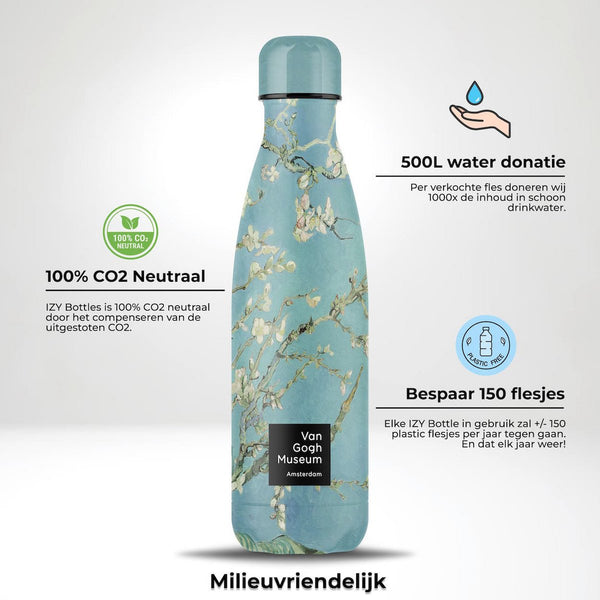 Trinkflasche Edelstahl 24h kalt 12h Mandelblüte - Van Gogh - 500 ml to -go isolierte Wasserflaschen