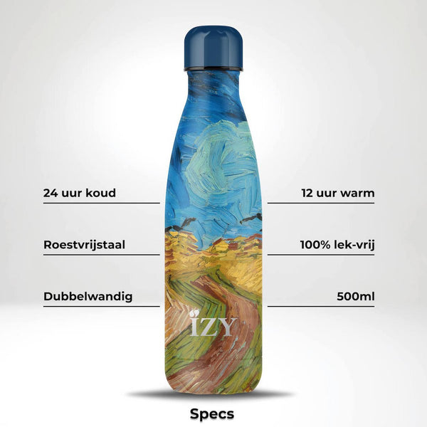 Trinkflasche Edelstahl 24h kalt 12h Weizenfeld - Van Gogh - 500ML