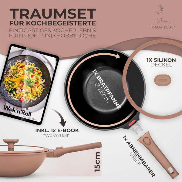 Wokpfanne 28 cm mit abnehmbarem Griff