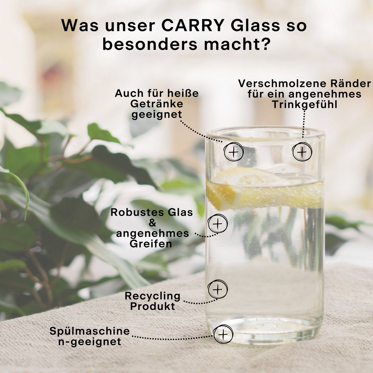 CARRY GLASS 400 ml Trinkglas 2er Set - UPCYCLING