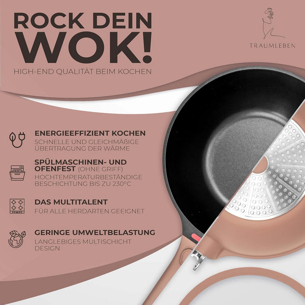 Wokpfanne 28 cm mit abnehmbarem Griff