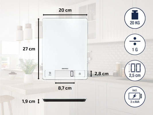 Digitale Küchenwaage Page Profi 300 aus Glas weiss