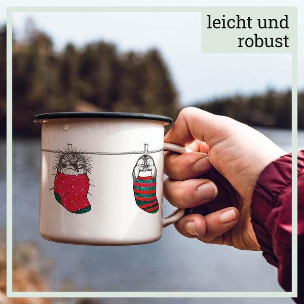 Emailletasse – Sockentiere