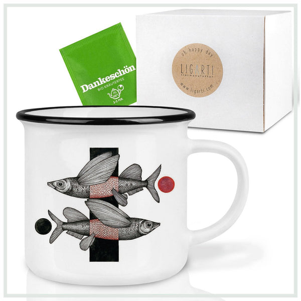 Keramiktasse – Fliegende Fische