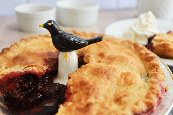 Pie Bird Amsel Kuchenlüfter, Pastetenlüfter Keramik Schwarz/Weiß