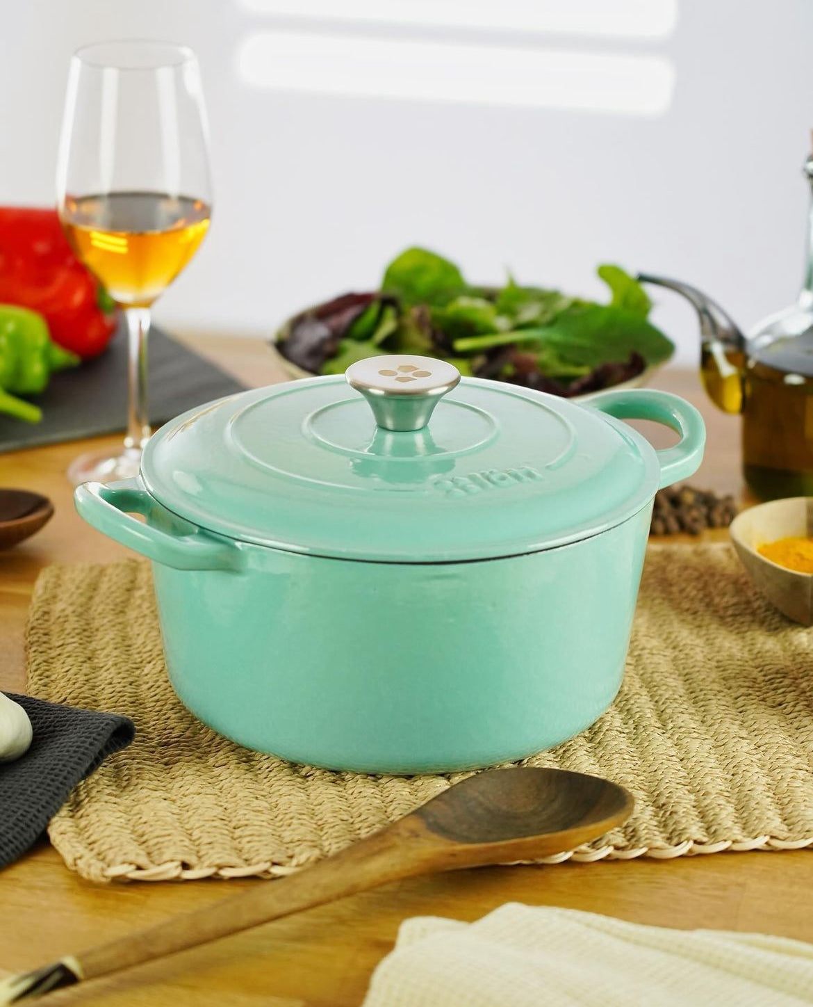 Bräter Gusseisen rund 23 cm 4 L in mint