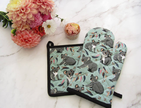 Ofenhandschuh & Topflappen-Set - Koalas
