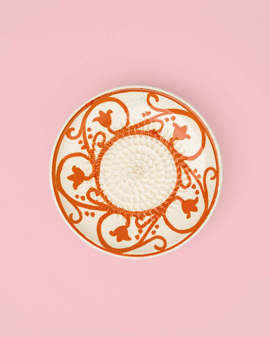 Keramikreibe "Azahara" 12cm für Knoblauch, Ingwer & Gewürze Orange & Beige