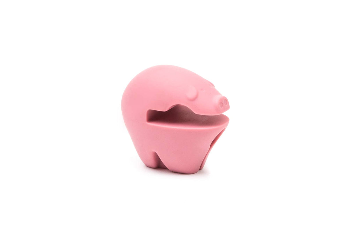 Kochlöffelhalter Pink Pig aus Silikon mit Clip