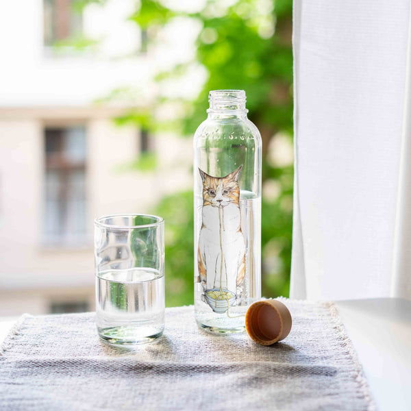 Trinkflasche Glas RAMEN CAT 0,7 l