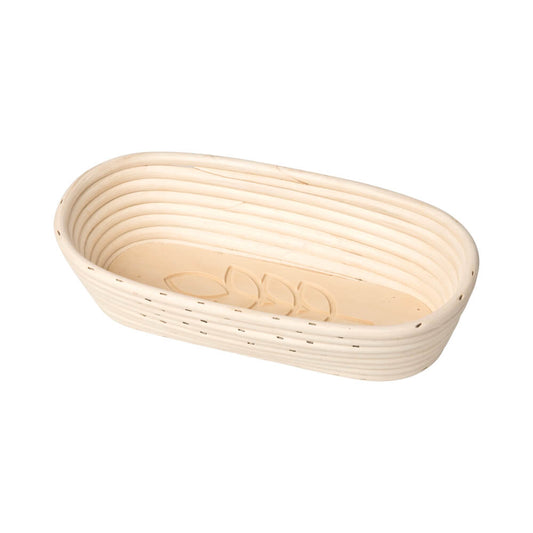 Gärkörbchen oval Peddigrohr natur 30 x 15cm mit Holzboden "Ähre" für ca. 500 gr.