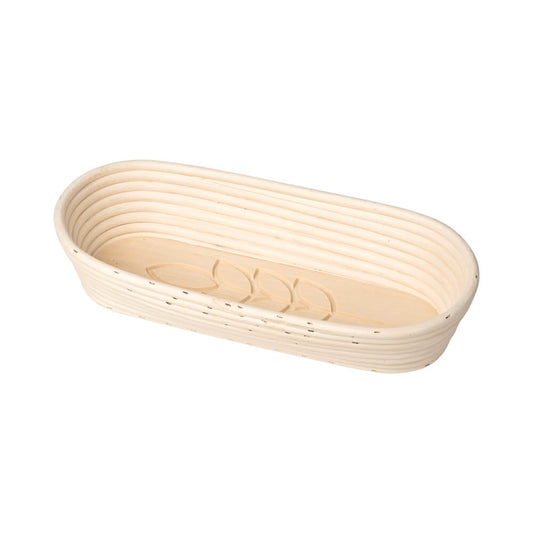 Gärkörbchen oval Peddigrohr natur 37 x 16cm mit Holzboden "Ähre" für ca. 1.000g.