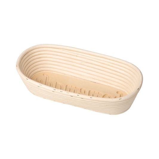 Gärkörbchen oval Peddigrohr natur 30 x 15cm Holzboden "Homemade" für ca. 500g.
