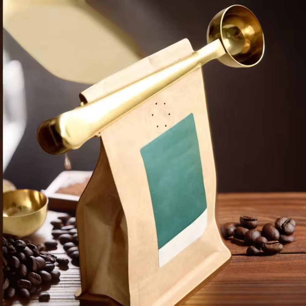 Kaffeebeutel-Clip Edelstahl mit Messlöffel - 3 Farben