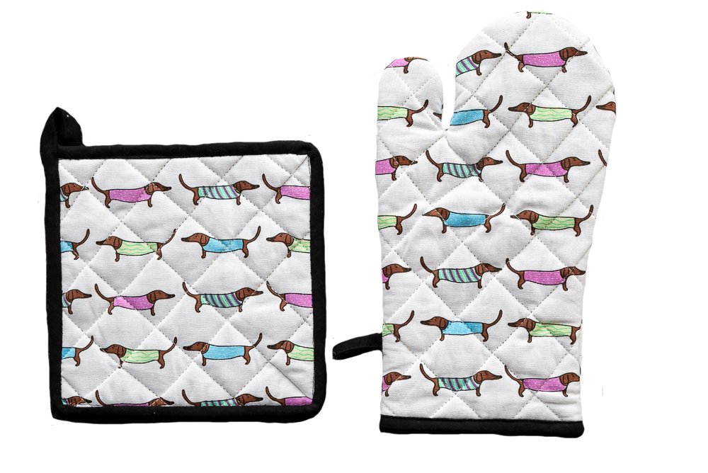 Ofenhandschuhen und Topflappen-Set Sausage Dog
