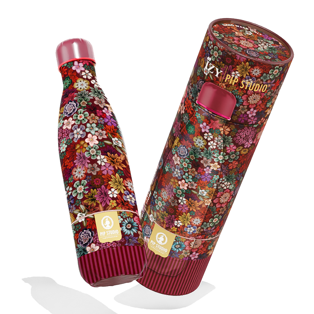 Trinkflasche Edelstahl 24h kalt 12h  Pip Studio Tutti I Fiore (rot)- 500 ml