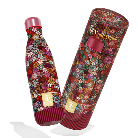 Trinkflasche Edelstahl 24h kalt 12h  Pip Studio Tutti I Fiore (rot)- 500 ml